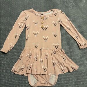Pink Patterned Kids Casual Dress